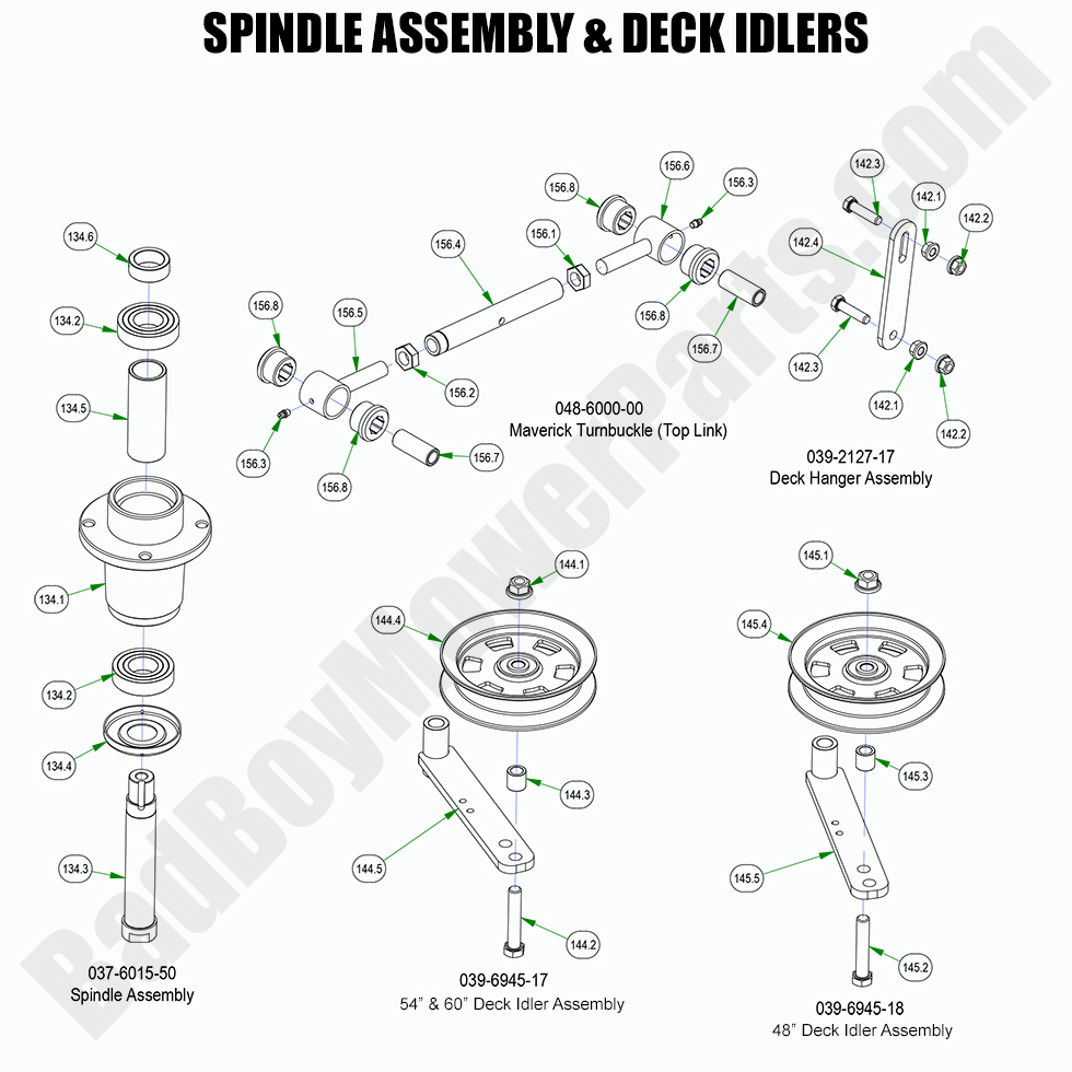 2816 - Bad Boy Mower Parts Lookup > 2022 > Maverick > Spindle Assembly & Idlers